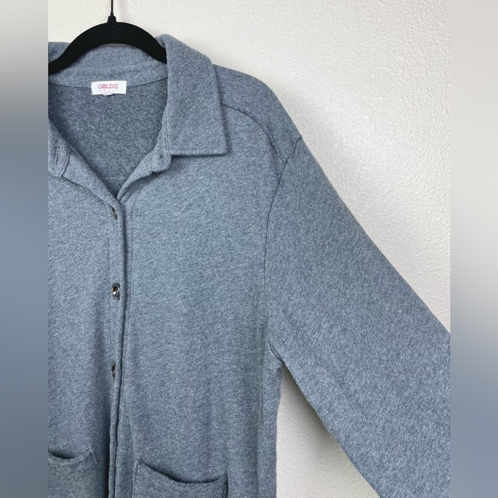 Goldie Lewinter Women's Medium Grey Button Up Oversized Shacket Jacket Shirt - Picture 7 of 16